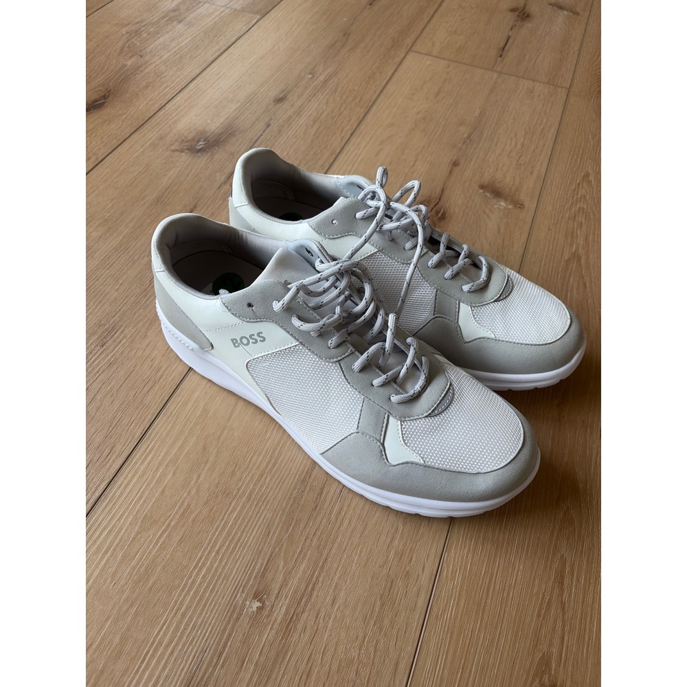 Hugo Boss Mens Titanium Runn Sneakers‎ White Grey Low Top Trainers 45 50521426